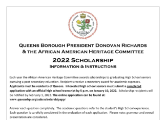 Queens Borough President Donovan Richards & the African American Heritage Committee Scholarship